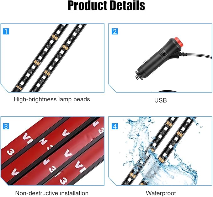 Car LED Strip Light, 12V 24 LED Vehicle Under Dash Neon Ambient Night Decor Lamp with Cigarette Lighter Plug, Automotive Interior Lighting Accessories, Universal for SUV Truck Sedan (Green) - Image 4