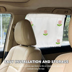 Car Side Window Sun Shade Privacy Curtain for Baby, Car Window Screen, 25"x18" Sun Protection Curtain, Blackout UV Protection Window Shades with Suction Cup for Back Seat (Five Tulips) - Image 3