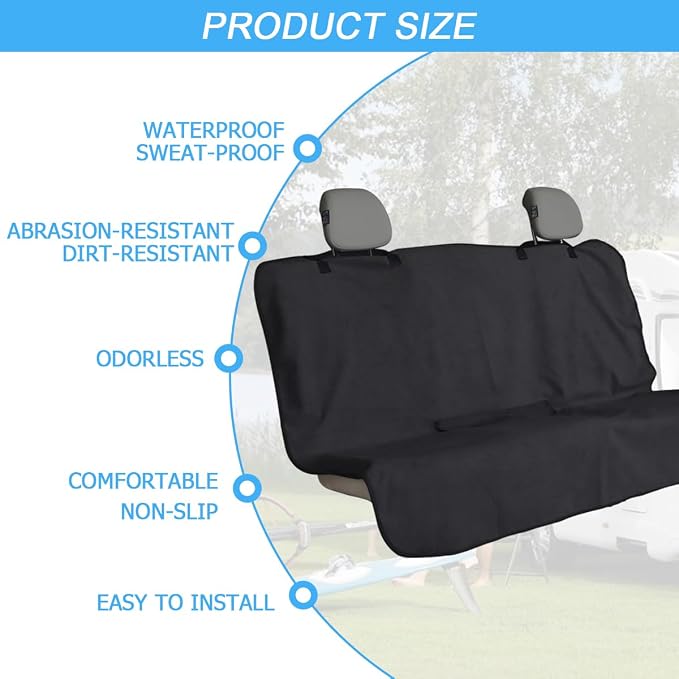 Osilly Car Seat Cover Towel Fabric, Anti-Slip Black Bench | Soft texture, granular backing, washable staff protection, easy cover adjustment, universal fit, car interior accessories - Image 2