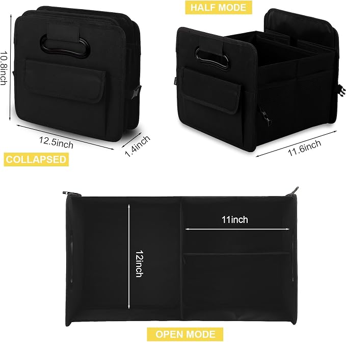 JiatuA Car Trunk Organizer, Car Organizers and Storage Collapsible Multi Compartment Container Box, Adjustable Car Accessories for SUV Sedan Truck, Standard Size, Black | Sturdy, Large Capacity, Clean Decor, Multi Compartment Container Box, Adjustable ... - Image 7