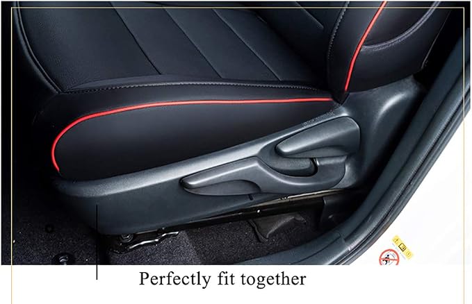 EKR Rav4 Seat Covers Custom Fit for Toyota Rav4 2016 2017 2018(Hybrid) LE,SE,XLE,Limited, Leather Car Seat Cover Full Set for SUV,Faux Leather(Black with Red Trim) - Image 6