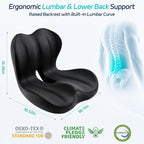 Seat Cushion & Back Support for Tailbone and Lower Back Relief | Higher Back for Stable Lower-Back Support / Dual-Sided Grip Keeps It in Place / Support Without Sinking / Durable / Washable - Image 3