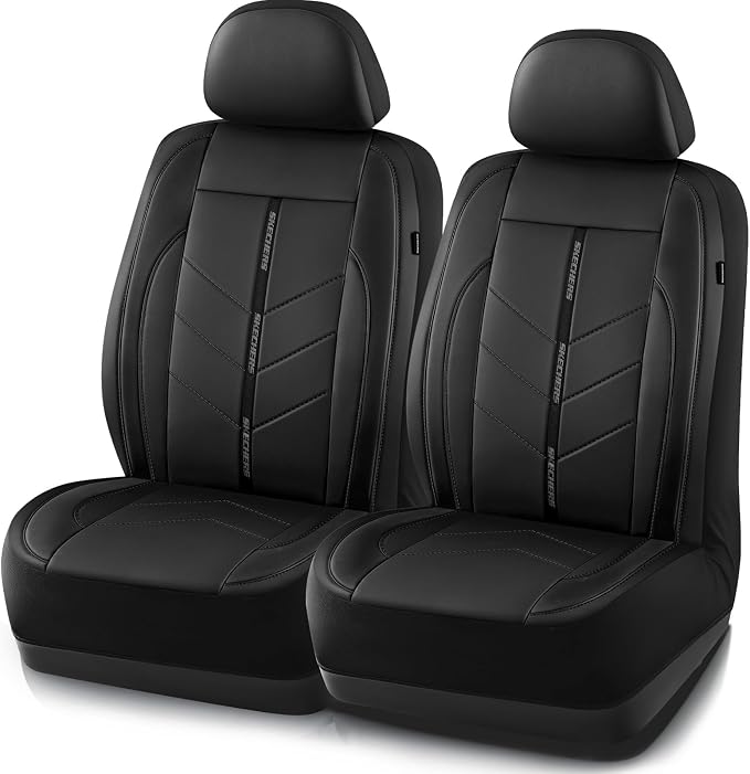 Skechers Car Seat Covers,Luxury Faux Leather Seat Covers,Waterproof Anti Slip Car Seat Protector Front Seats,Car Accessories Airbag Universal Fit for Most Cars,Vans,Trucks,SUV,Black by Unknown
