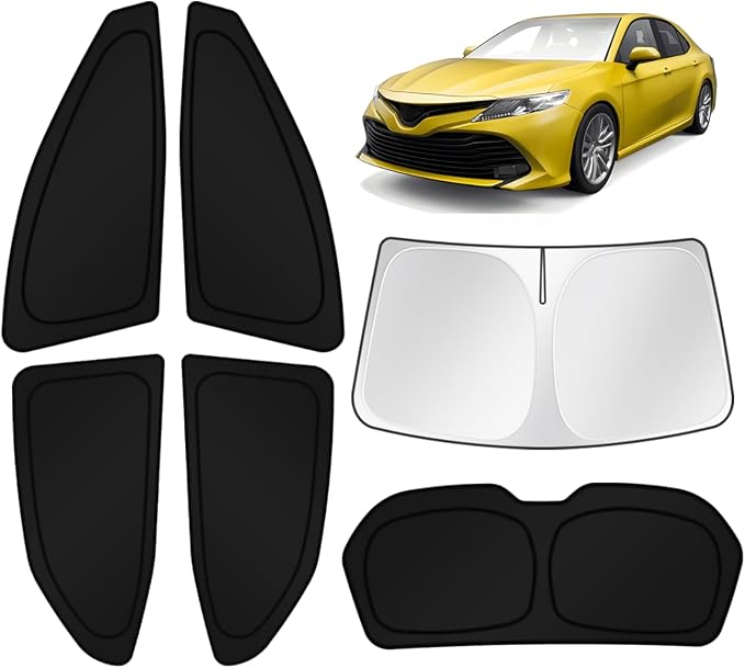 KUST Car Window Shades for Toyota Camry 2018 – 2022 2023 2024 Windshield Sun Shade Side Window Cover UV Block Privacy Protection Accessories for Camping Blackout Rear Back Full Set 6PCS by KUST