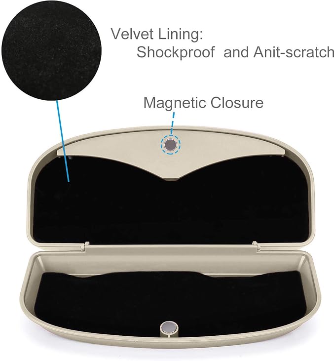 MOSISO Car Visor Sunglasses Case, ABS Eyeglasses Holder Protective Box | Universal Automotive Clip Eyewear Hard Shell Storage Organizer with Magnetic Closure and Double Card Clamp, Beige - Image 5