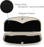 MOSISO Car Visor Sunglasses Case, ABS Eyeglasses Holder Protective Box | Universal Automotive Clip Eyewear Hard Shell Storage Organizer with Magnetic Closure and Double Card Clamp, Beige - Image 5