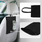 kakaforsa Cloth Tissue Cover, Toilet Paper Holder, Hang Paper Towel Holder for Car Home Office Desk Travel, Cotton Face Tissues Holder, Ebony Black - Image 3