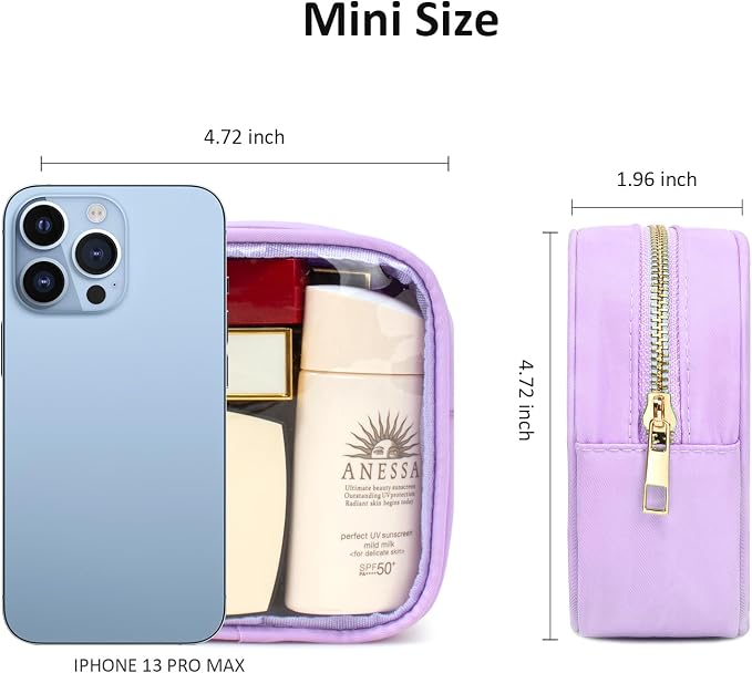 Clear Makeup Bag for Purse - Small Cosmetic Bag, Toiletry Bags, Cute Travel Makeup Bag, Coin Purse, Car Accessories Organizer - Storage Travel Essentials for Women & Girls (Clear-Purple) - Image 5
