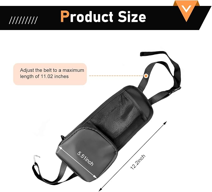 Car Seat Storage Hanging Bag, Multi-Pocket Seat Side Organizer with Mesh Pocket, Multifunctional Storage Pouch for Phone Wallet Glasses Drink, Universal Car Holder for Sedans SUVs Trucks - Image 2