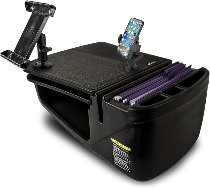 AutoExec AE-GMCD-PI-PM-TAB-BT GripMaster Car Desk for Your Vehicle Workstation and Mobile Office, Black with 400 watt Power Inverter, Phone Mount and Tablet Mount | 400 Watt Power Inverter, Phone Mount, Tablet Mount, Vehicle Workstation and Mobile Office by AutoExec