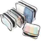 Buminee Clear Toiletry Bag, TSA Approved Travel Toiletry Bag, Water Repellent Carry-on Cosmetic Bag for Women & Men, Airline Compliant Shower Bag for Travel Accessories - 4 Pack Black Single Zipper by Buminee