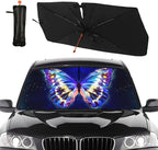 Funny Butterfly Car Windshield Sun Shade Umbrella Automotive Windshield Sunshade Foldable Front Car Accessories Interior Decor to Keep Vehicle Cool for Most Vehicles 57'' X 30'' by Socira