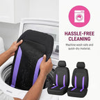 Car Seat Covers, Breathable Split Anti-Slip Vehicle Front Seat Protector with Removable Headrest Guard, Automotive Interior Chair Protective Covers, Universal for SUV Automobile Truck (Purple) - Image 5