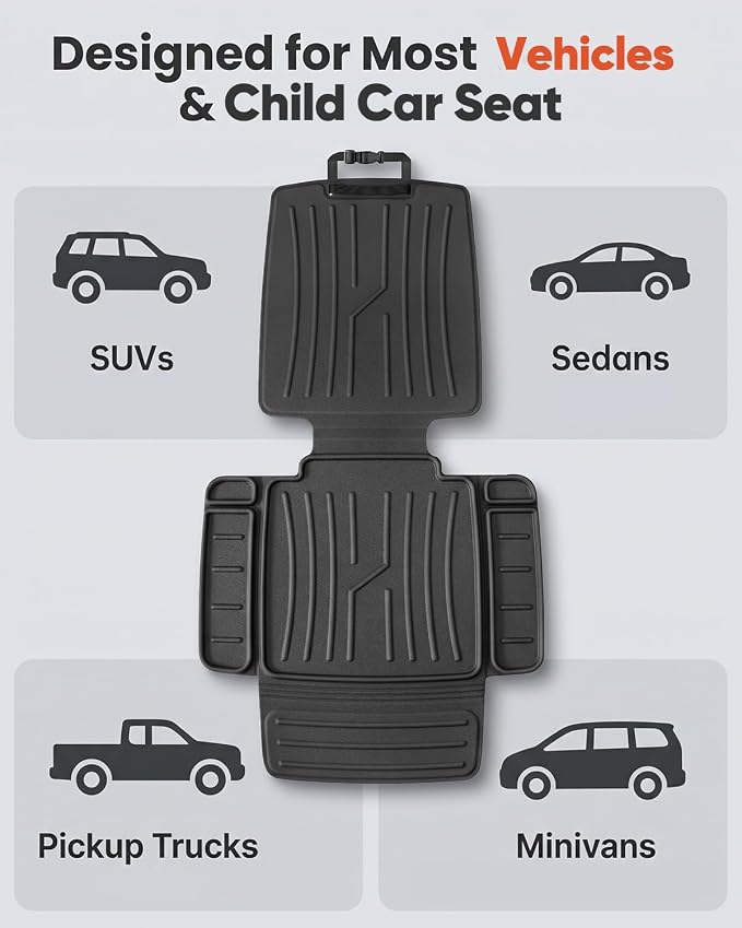 TPE Car Seat Protectors for Child Car Seat, Waterproof Carseat Mat | Non-Slip Backing No Imprints Durable, Back Seat Cushion Pad & Backrest & Kick Mat Set Accessories for SUV Truck Sedan, 2 Pack - Image 5