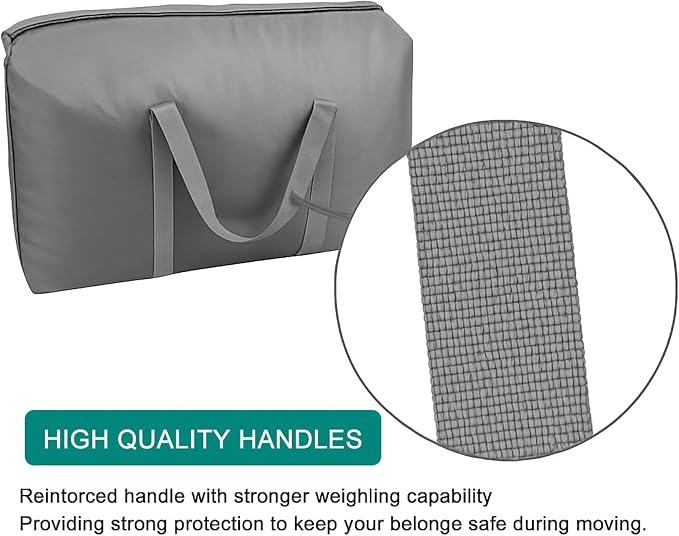100L Extra Large Storage Bags, Big Moving Bags with Strong Zippers & Carrying Handles, Packing Bags for Moving, Storage, Travel and Camping, Storage Totes For Space Saving (Grey, 4 Pack) - Image 4