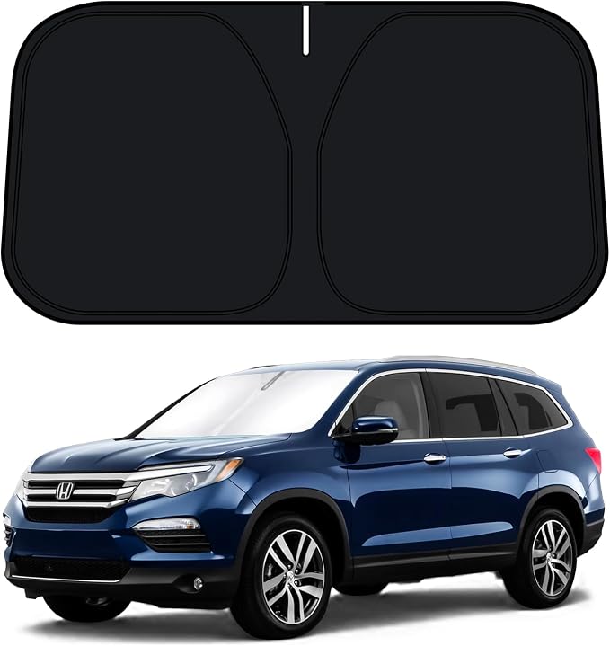 D-Lumina Windshield Sun Shade for 2016-2025 Honda Pilot Accessories, Front Window Sunshade Sun Visor Protector Block UV Rays Heat, Foldable 2 Layers 210T Material by D-Lumina