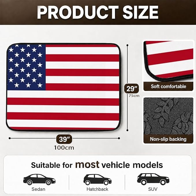 Car Trunk Mat for SUV, 29"x39" Classic American Flag Cargo Liner Protector | All Weather Universal Cargo Liners for Dogs, Car Accessory for SUVs/Sedan/Wagons, Durable Non-Slip Washable Rear Cargo Mat - Image 2
