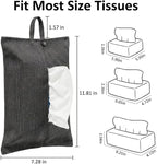 kakaforsa Cloth Tissue Cover, Toilet Paper Holder, Hang Paper Towel Holder for Car Home Office Desk Travel, Cotton Face Tissues Holder, Brushed Gray - Image 7