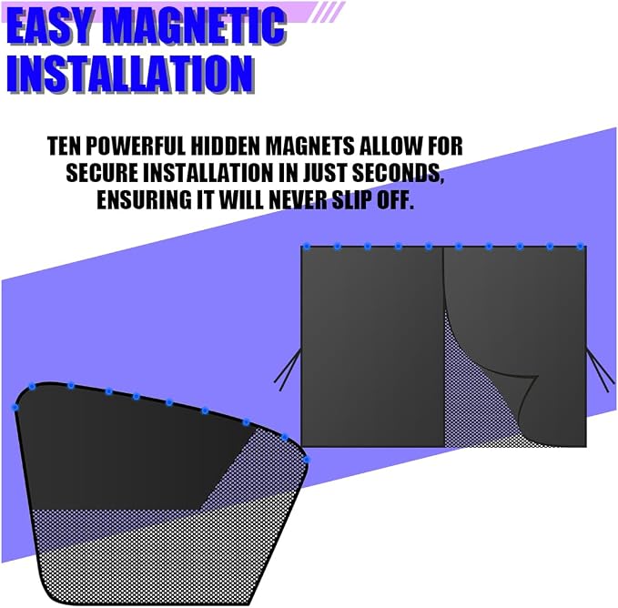 4PCS Magnetic Car Window Sun Shade, Block Light & Privacy Protection Curtains, Universal Vehicle Side Window Cover for Camping, Breastfeeding, Taking a Nap, Changing Clothes(AB) - Image 6