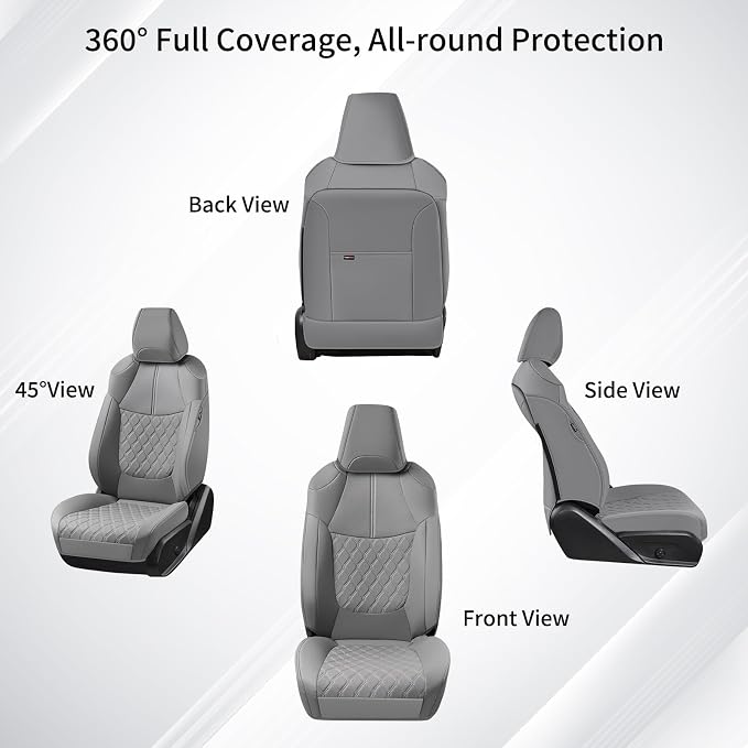 Huidasource Custom Fit RAV4 (Gas Only) Front Seat Covers, Gray Waterproof Faux Leather Full-Coverage for 2019-2024 Toyota RAV4 LE/XLE & XLE Premium/Limited (Does Not Fit Adventure and TRD Off-Road) - Image 7