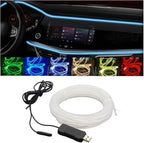 9.84FT EL Wire Interior Car LED Strip Lights, USB Neon Vehicle Ambient Lighting with Fiber Optic, Sound Music Active Automotive Inside Decorations Lamp Strip, Universal Fit by Unknown