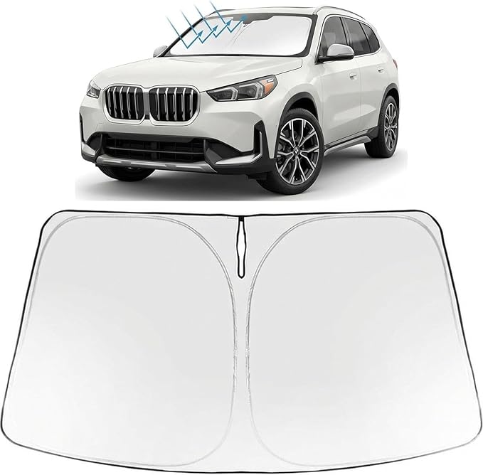 Proadsy Custom Fit 2023-2026 BMW X1 Windshield Sun Shade, Blocks Heat | 240T Heat Shield, Drops Temp 54°F, Blocks 99% UV, Prevents Dashboard Cracking, Summer Parking & Beach Trips, Easy Twist-Fold by Proadsy