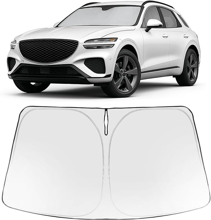 Proadsy Custom Fit 2022-2026 Genesis GV70 Windshield Sun Shade, Blocks Heat | 240T Heat Shield, Drops Temp 54°F, Blocks 99% UV, Prevents Dashboard Cracking, Summer Parking & Beach Trips, Easy Twist-Fold by Proadsy