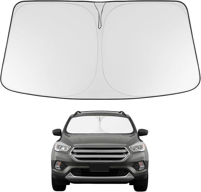 Proadsy Custom Fit 2013-2019 Ford Escape Windshield Sun Shade, Blocks Heat | 240T Heat Shield, Drops Temp 54°F, Blocks 99% UV, Prevents Dashboard Cracking, Summer Parking & Beach Trips, Easy Twist-Fold by Proadsy