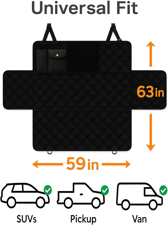 fidozen Dog Car Seat Cover, Waterproof Pet Hammock, Extra Large, Black, SUV | Waterproof breathable hammock protects seats from dirt and scratches; machine washable with storage pocket & extra-large fit. - Image 4