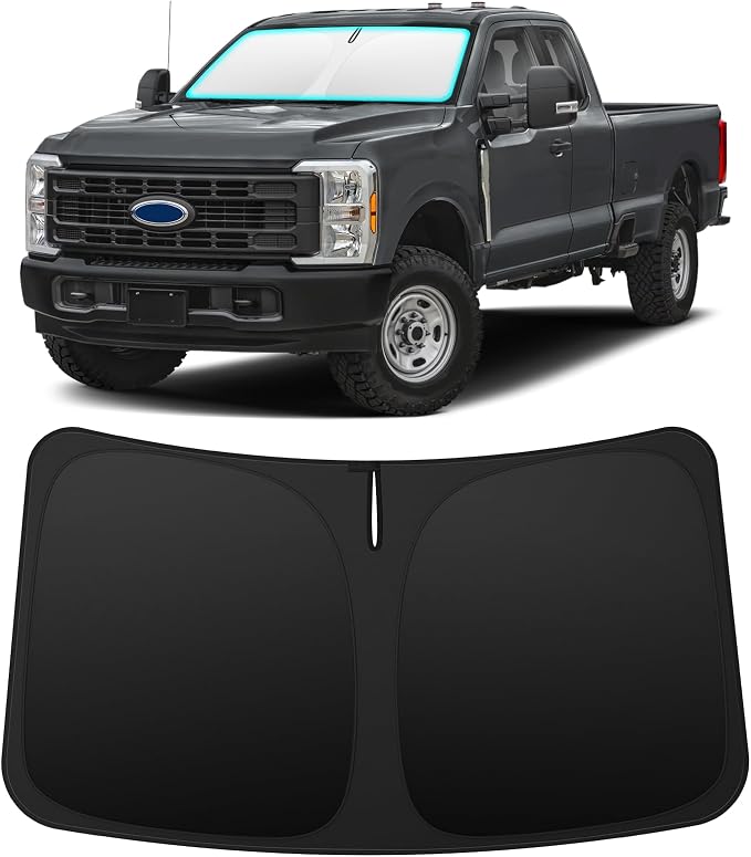 INSAUTO Custom Fit Windshield Sun Shade for Ford F250 F350 F450 2017-2026 | Foldable Front Window Sunshade Car Accessories, UV & Heat Reflector, Keeps Interior Cool, Includes Storage Bag by INSAUTO