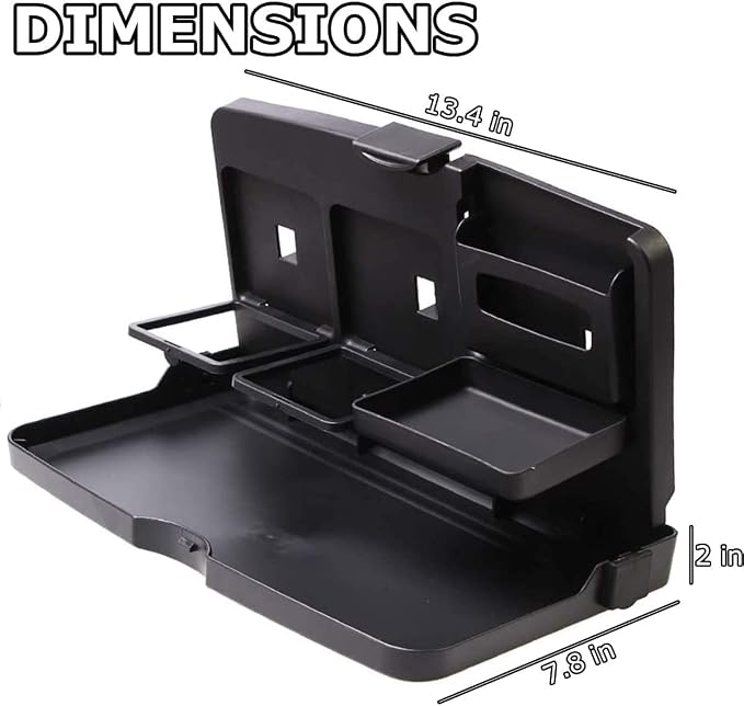 VaygWay Foldable Car Food Tray Holder Multi- Functional Portable Auto Food and Drink Holder– Black Eating Organizer Backseat Car Tray – Kids Table Food Holder Desk- Laptop, Meal (2 Pack Black) - Image 4