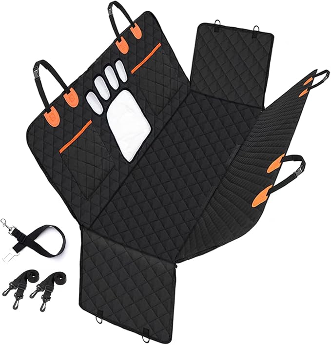 Dog Car Seat Cover,Back Seat Extender for Dogs,600D Heavy Dute Durable Car Seat Cover for Dogs Pets,100% Waterproof Back Seat Pet Cover for Dogs with Mesh Window, with Seatbelt,Trucks and SUVs - Image 7