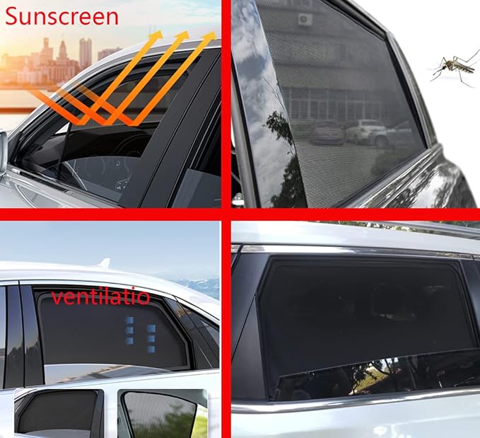 Car Window Shade for GX 460 2010-2022 Magnetic Sun Shade 6PCS Set | UV Protection Cover for Baby Mesh Curtain for Side Windows Front+Rear+Triangular windows Auto Accessories - Image 5