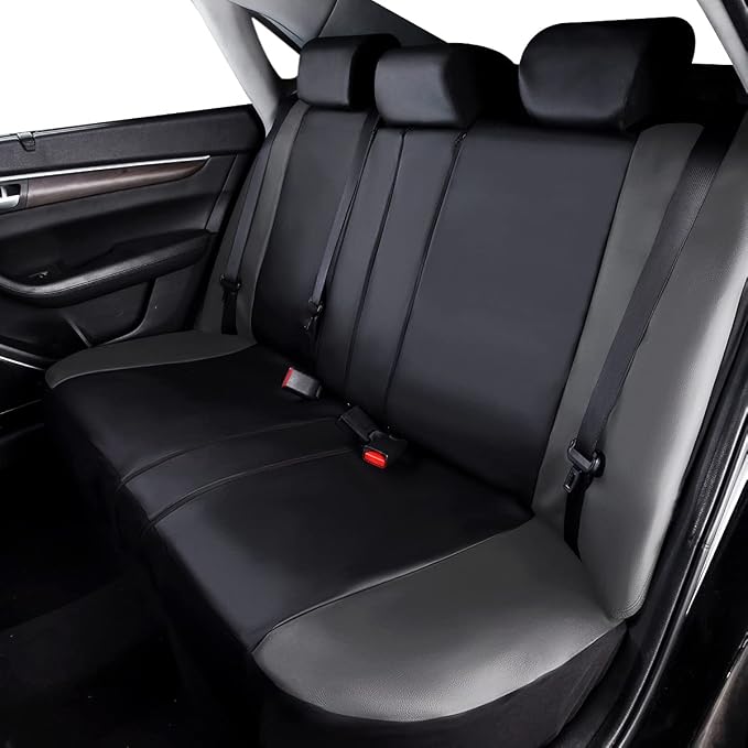Flying Banner car seat Covers Protects Water Proof Faux Leather Carbon Fiber Front and Rear Bench (Gray Black, Full Set - 9PCS) - Image 8
