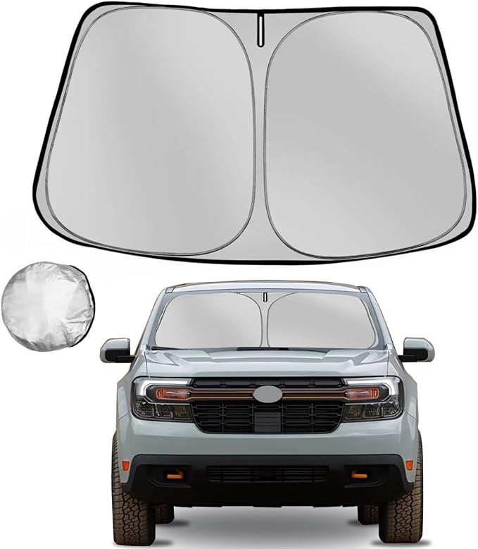Windshield Sun Shade for 2022 2023 2024 2025 2026 Ford Maverick | Foldable Sun Sunshade for Car Front Window Blocks UV Rays and Heat Automotive Interior Protector Custom Fit Accessories by Fonowka