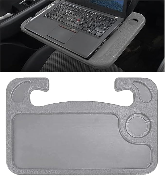 GLSOWEE Car Steering Wheel Tray, Computer Office Car Table Tray, Gray | Auto Steering Wheel Desk for Eating Working, Multipurpose Car Desk Travel Accessories for Most Vehicles Steering Wheel by GLSOWEE