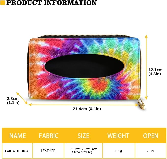 Biyejit 2 Pack Car Tissue Holder, Rainbow Tie Dye Premium Sun Visor Napkin Case, Hanging Car Accessories Used to Organize Paper Towels and Storage Small Items - Image 7