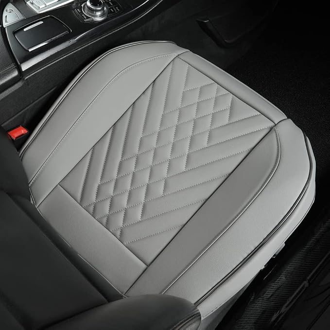 GIANT PANDA 2pcs Front Car Seat Covers Bottom Seat Covers, PU Leather Driver Car Seat Protectors Fits 95% of Vehicles, Wrapping Around The Bottom (Grey) - Image 8