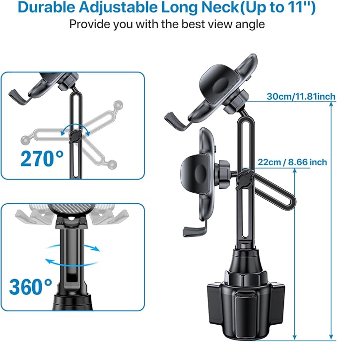 miracase [Latest Upgraded Universal Cup Phone Holder for Car, [Rotatable & Adjustable] Long Neck Car Cup Holder Phone Mount Compatible with iPhone, Samsung, Google & More Smartphones - Image 5