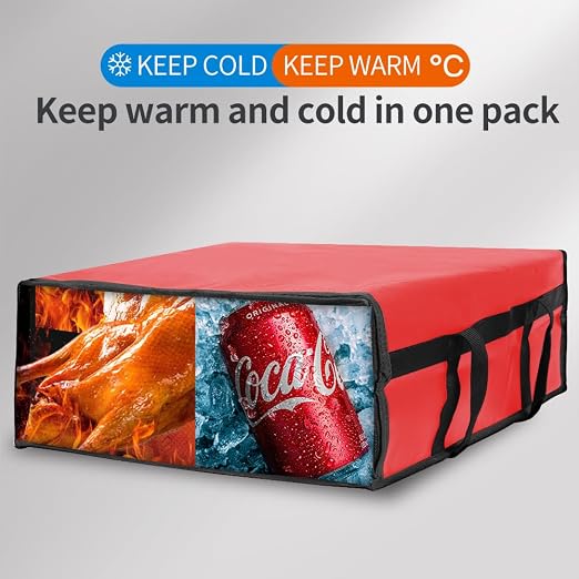 Bodaon Insulated Pizza Delivery Bag, 20" x 20" x 8" Red Warmer Bags, 1-Pack | Pizza Bags for Delivery Carry Hot, Insulated Food Delivery Bag, Grocery Shopping Bags, Commercial Catering Rideshare, Parties - Image 3