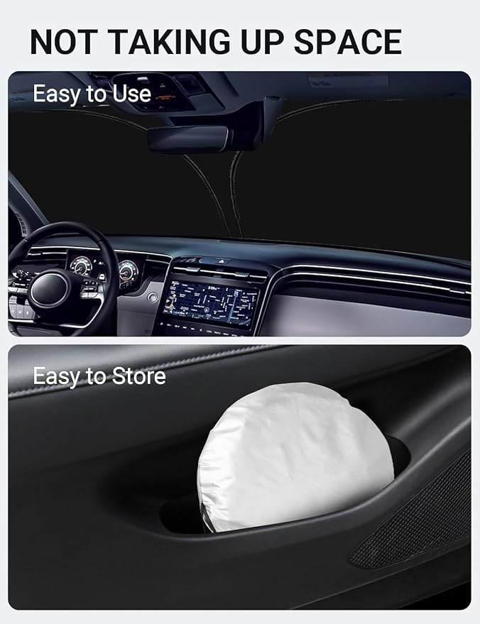 Proadsy Custom Fit Car Windshield Sun Shade for 2016-2021 Hyundai Tucson | 240T Heat Shield, Drops Temp 54°F, Blocks 99% UV, Prevents Dashboard Cracking, Summer Parking & Beach Trips, Easy Twist-Fold - Image 9