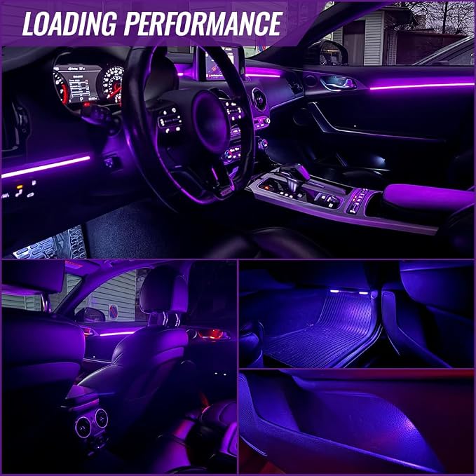 Ambient Lighting Car Led Lights Interior Kit,10 in 1 RGB Music Sync Acrylic Led Lights for Car Interior,175 inches Fiber Optic Neon Accent Strip Night Ambiance Footwell Lighting with Wireless APP - Image 8