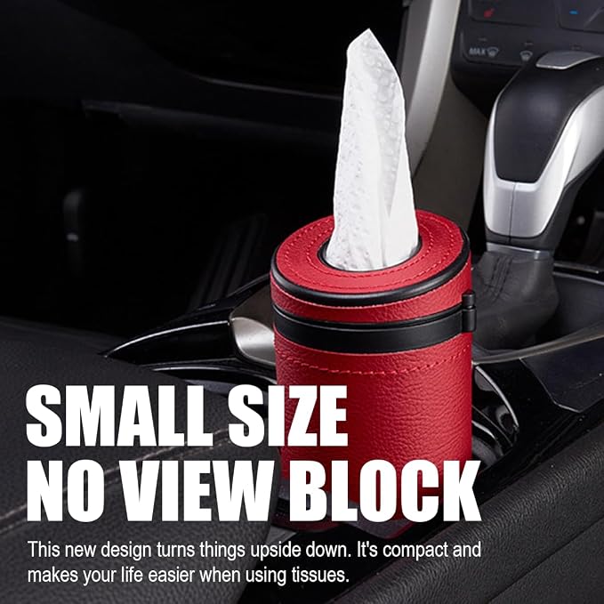 ZIMISI Car Tissue Holder, Convenient Travel Napkin Boxes, Car Tissues Cylinder, Round Canister Napkin Holder, Travel Tissue Tube Container for Vehicle Cup Holder, Home, Office (Burgundy) - Image 3