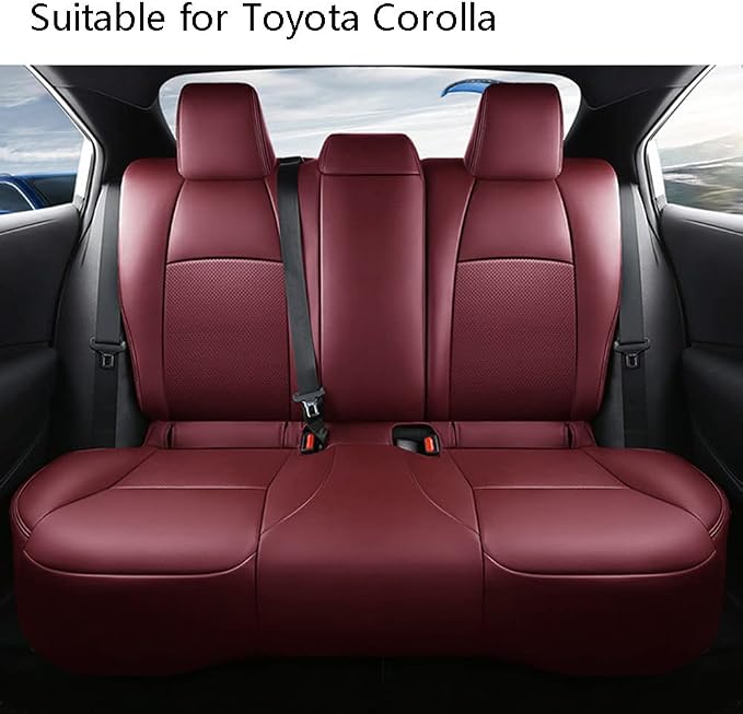 CocheFamilia Custom Fit Corolla Car Seat Covers for Select 2019 2020 2021 2022 2023 2024 2025 Toyota Corolla Hatchback SE, XSE, Nightshade - Full Set,Leather(Burgundy) - Image 3