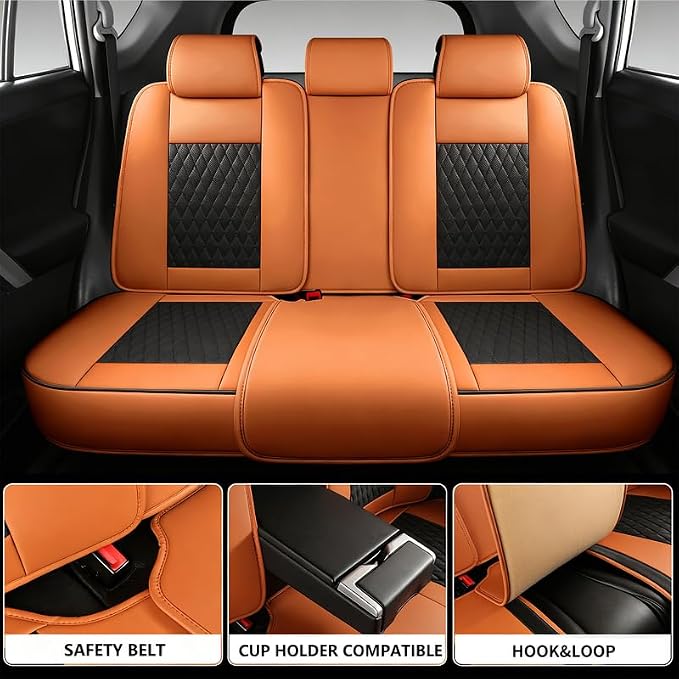 Car Seat Covers Full Set Custom Fit For Lexus GX460 2008-2023, Black&Brown | Lumbar Support, Premium Faux Leather, Breathable, Anti-Slip, Airbag Compatible, Waterproof, Car Seat Protectors, 2 Row-5Seat - Image 3