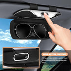 Zipelo 7.09 x 2.56 Inch Car Sun Visor Sunglasses Case, Beige | ABS construction, push-bounce opening, clip-on mounting, holds eyewear tickets and cards, car interior accessories - Image 3