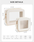 KOTORA Clear Makeup Bag Organizer Set,Portable Travel Toiletry Case for Women, Vegan Leather Cosmetic Pouch Car Bag for Essentials Car Accessories for Women Girls(White) - Image 2