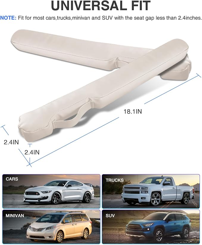 Leather Car Seat Gap Filler Universal for Car Truck SUV to Block The Gap Between Seat and Console Stop Things from Dropping 2 Packs Beige - Image 3