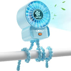 AMTIFO Blue Baby Fan - USB Rechargeable, Quiet, Adjustable Speed, Portable Cooling Fan for Baby Stroller, Car Seats, Nurseries, and Outdoor Activities - Long Battery Life, Turbo Airflow by AMTIFO