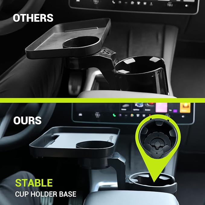 Car Cup Holder Tray -Expander- 3 in 1 Detachable Food Table Tray with Solid Base - Road Trip Essentials Accessories Gadgets - Fits Yeti, Hydro Flask 32/40 oz - Image 5